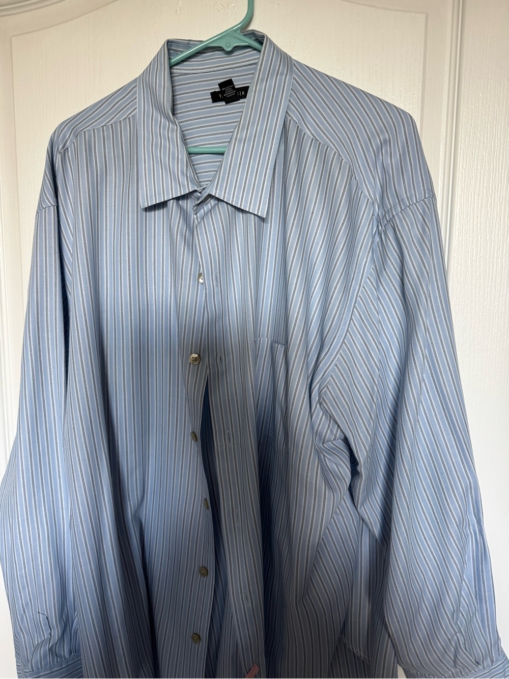 Van Heusen Light Blue and White Vertical Stripe Dress Shirt